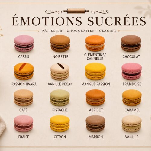 Assortiment de macarons artisanaux – Émotions Sucrées